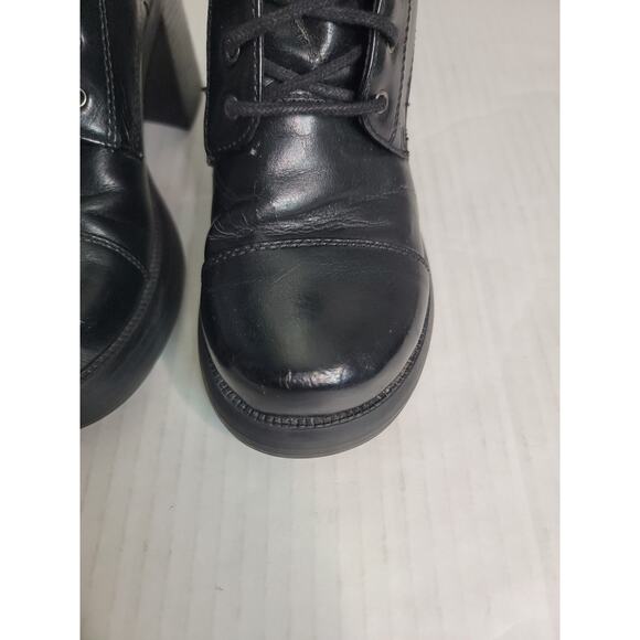 VGT No Boundaries 90s Y2K Black Chunky Platform Heel Boots Lace Up 7 Goth Grunge - Picture 4 of 14